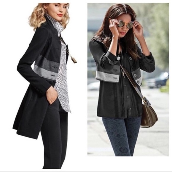 NWT Cabi Convertible Zip-Off Jacket Coat Black Gray 2-in-1 Size Large Style 3176 - Picture 2 of 15